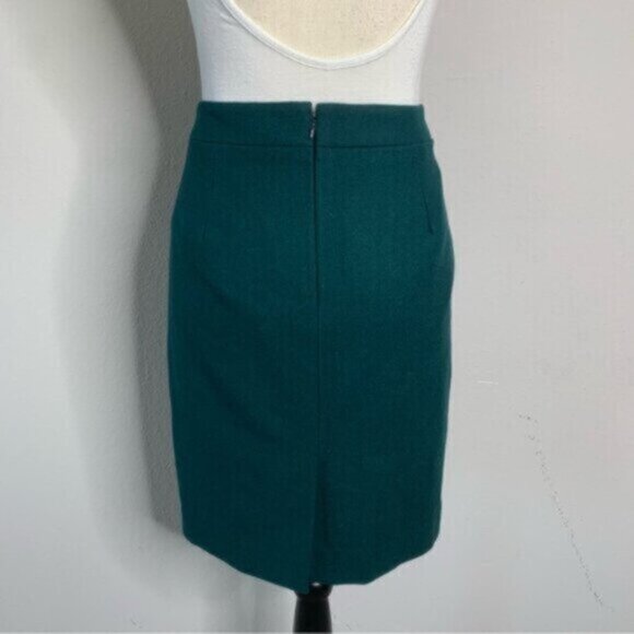 J. Crew Forrest Green Wool Blend Mini Pencil Skirt - Picture 8 of 14